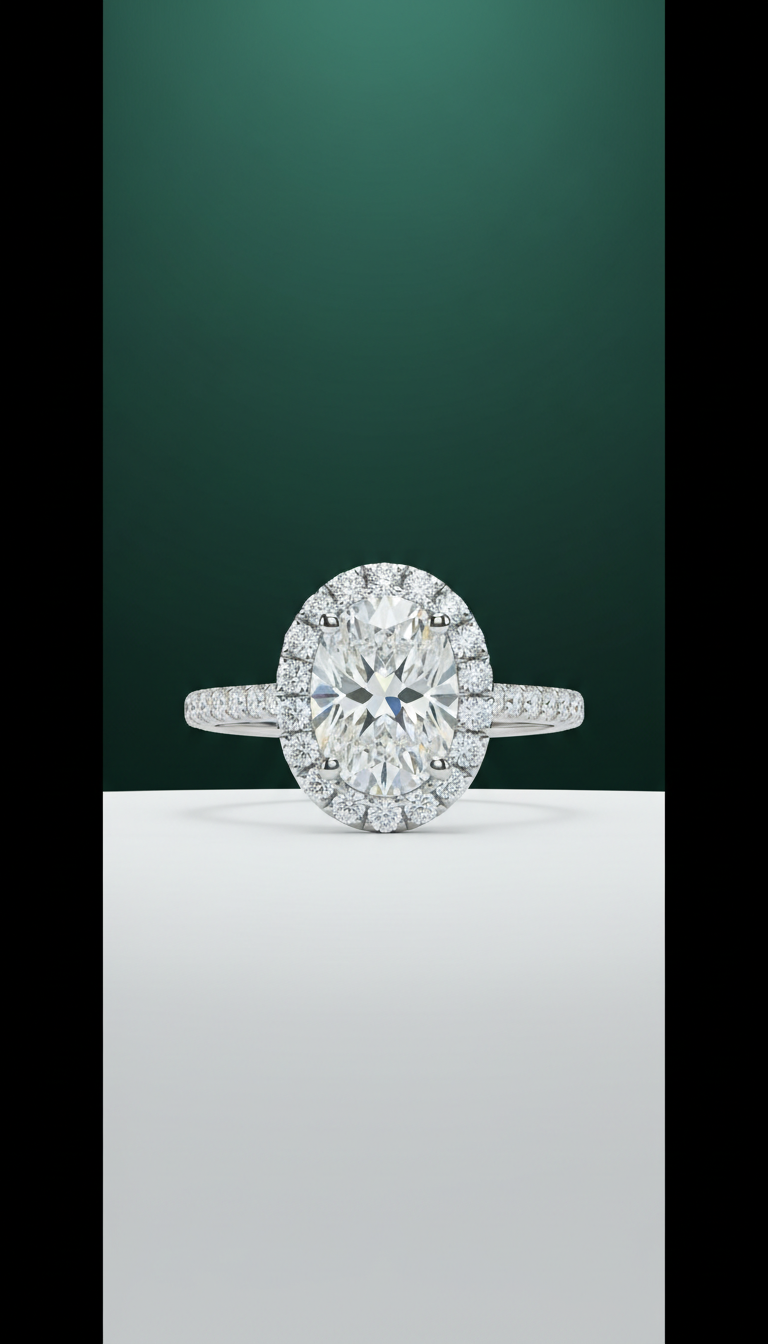 Oval Halo Platinum Engagement Ring