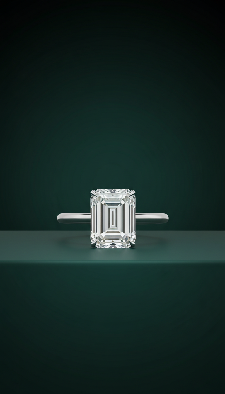 Emerald Cut Solitaire in Platinum